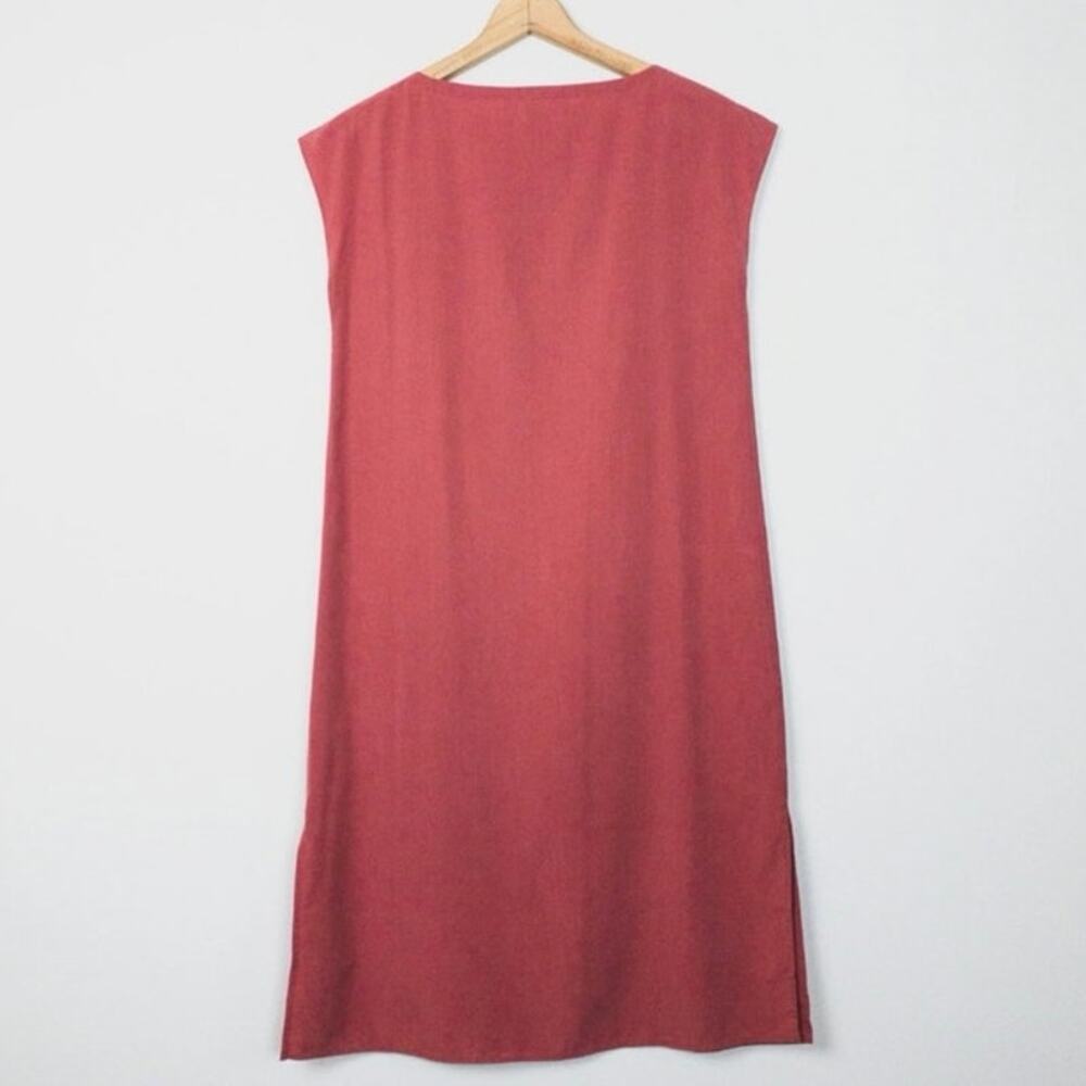NWOT Eileen Fisher CHUTNEY Sandwashed Tencel Bateau Neck Midi Shift Dress M $228 - Picture 2 of 6